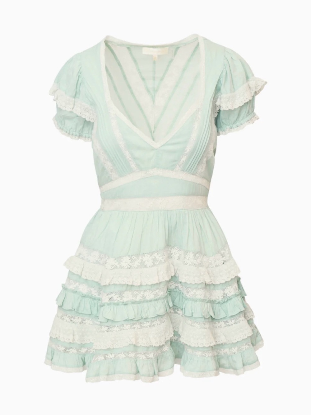 LoveShackFancy Nivara Mint Ruffle Lace-Trim Dress Size XS NWT